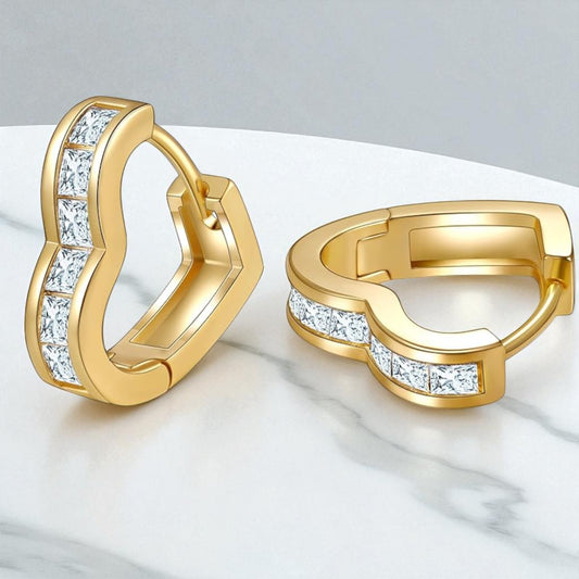 Heart Shaped Princess Cut Lab Grown Diamonds Hexagon Hoops