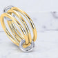 14K Solid Gold Two-Toned Multi Link Connector Ring Interlocking Connector Ring