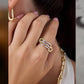 14K Solid Gold Two-Toned Multi Link Connector Ring Interlocking Connector Ring