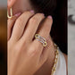 14K Solid Gold Two-Toned Multi Link Connector Ring, Multi Link Connector Ring