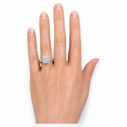 1.200 TCW Princess Cut VVS1 Lab-Grown Halo Engagement Ring Solid 14K White Gold