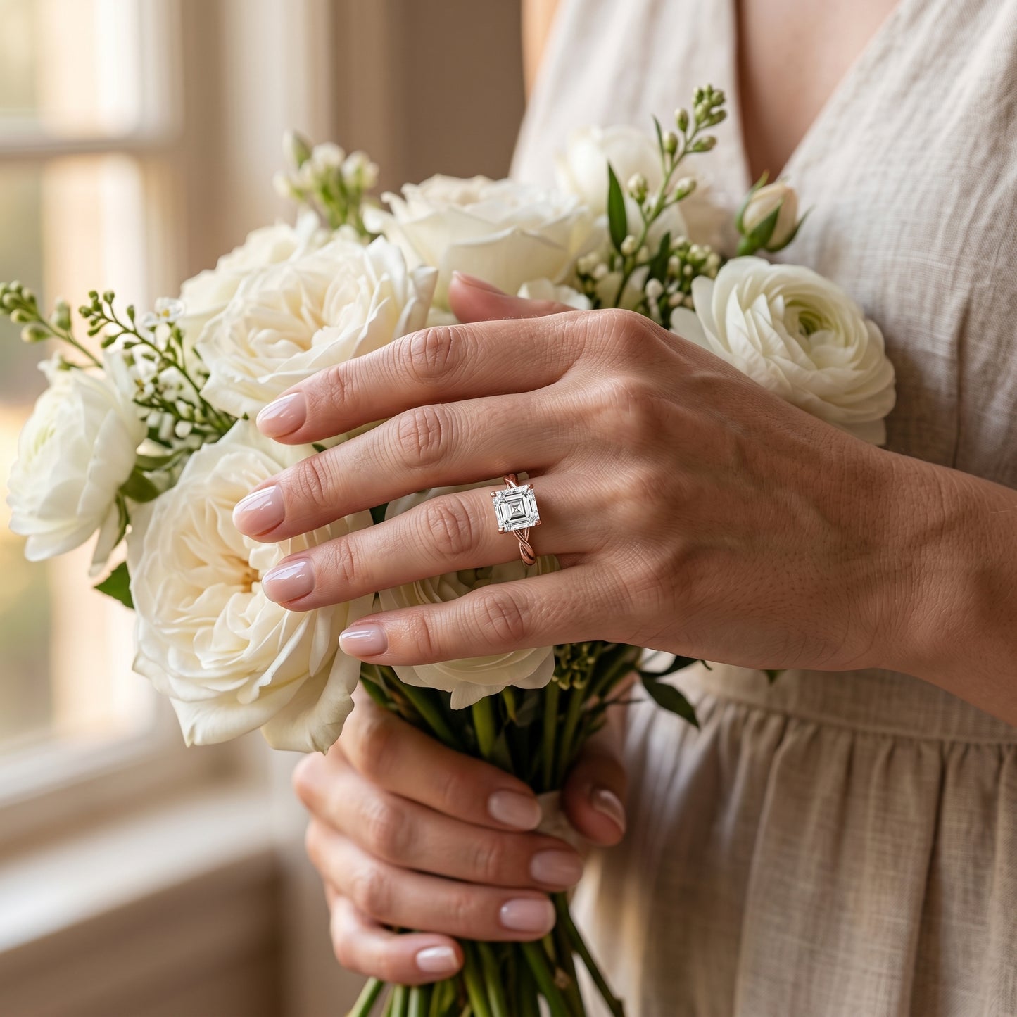 Elegant 2.00ct  Asscher Cut Lab Grown Diamond Solitaire Ring for Engagement