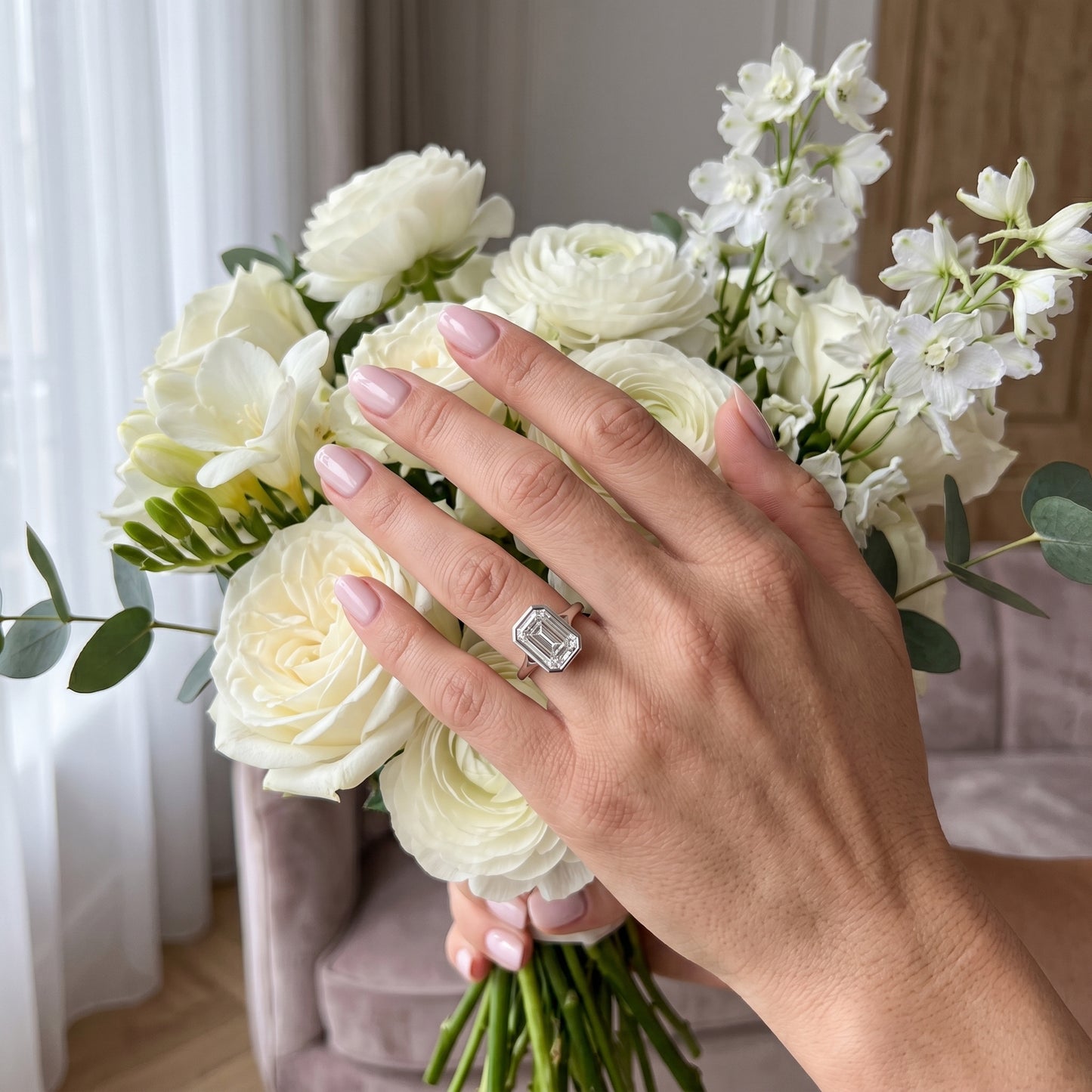 2.00 CT Emerald Cut Lab Grown Diamond Solitaire Bezel Setting Engagement Ring 14k Yellow Gold