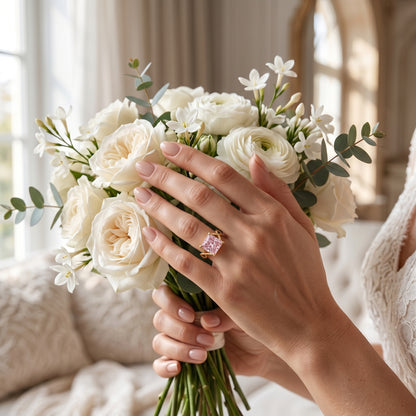 2.00 CT Pink Lab Grown Diamond Engagement Ring, Infinity Gold Ring