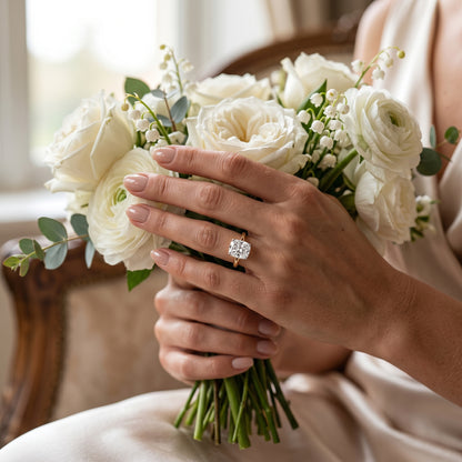 3.22ct  Rectangular Cushion Cut Moissanite Engagement Ring