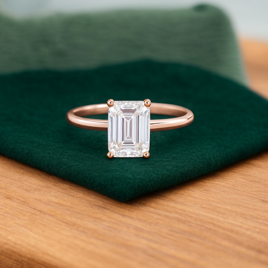 1.75 CT Emerald Cut Lab Grown Diamond Engagement Ring • Ethical Bridal Ring