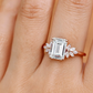 1.75ct Emerald Cut Lab Grown Diamond Floral Cluster Engagement Ring