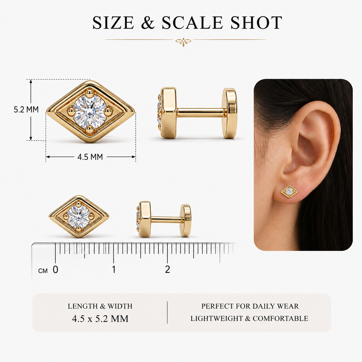 0.03 Ct Evil Eye Lab Grown Diamond Stud Earrings