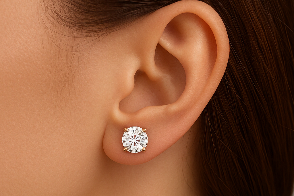 3 Carat Lab Grown Diamond Lotus Stud Earrings • 14K Rose Gold Floral Earrings