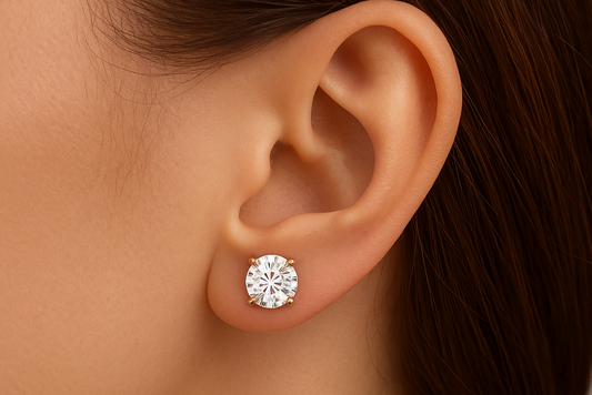 3 Carat Lab Grown Diamond Lotus Stud Earrings • 14K Rose Gold Floral Earrings