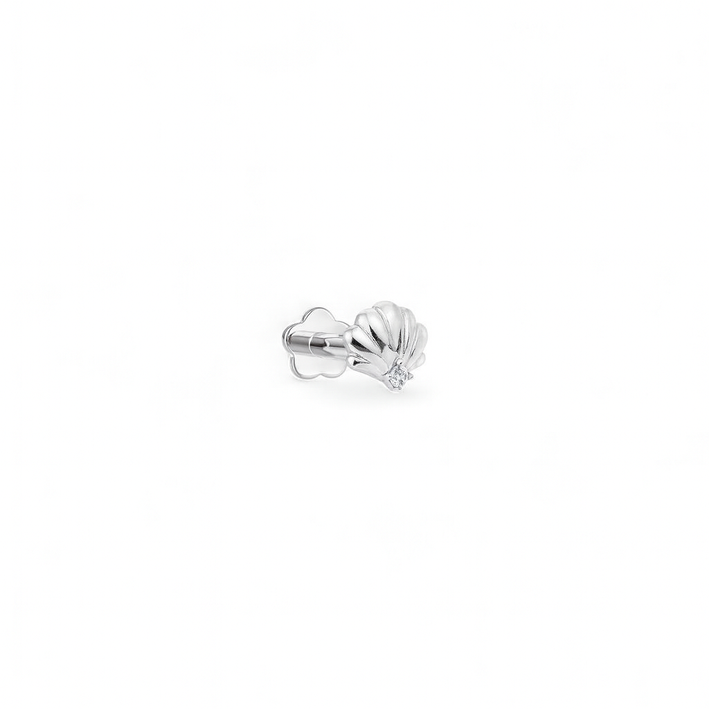 Seashell Stud Earrings • Lab Grown Diamond Earrings