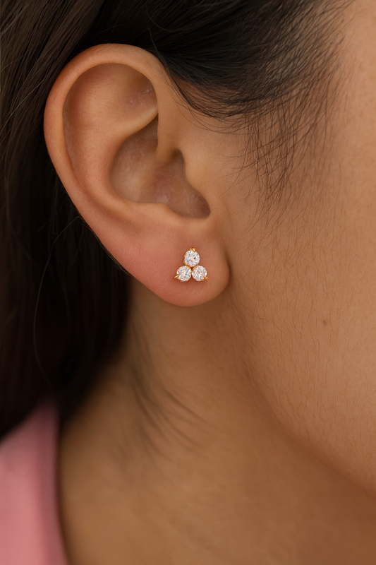 Tiny Trio Lab Grown Diamond Stud Earrings