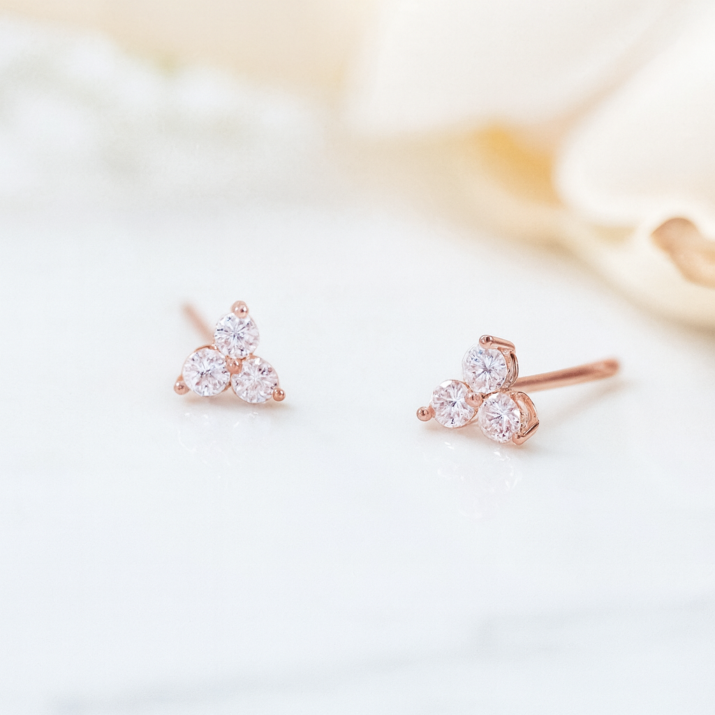 Tiny Trio Lab Grown Diamond Stud Earrings