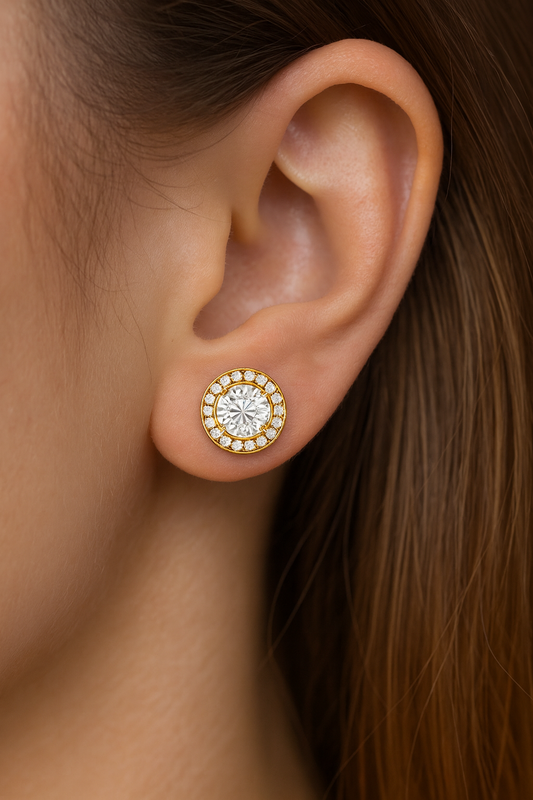 2.00ct Halo Round Cut Lab Grown Diamond Stud Earrings