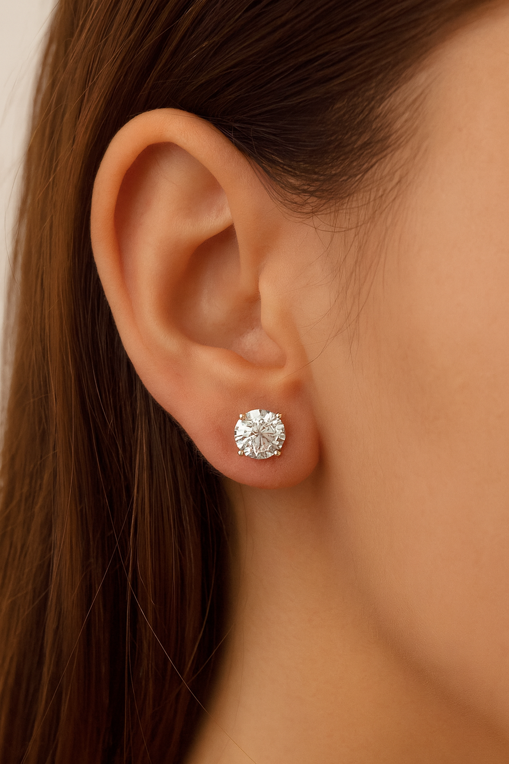 1/2ct Lab Grown Diamond Stud Earrings • 14K Yellow Gold Classic Solitaire Earrings