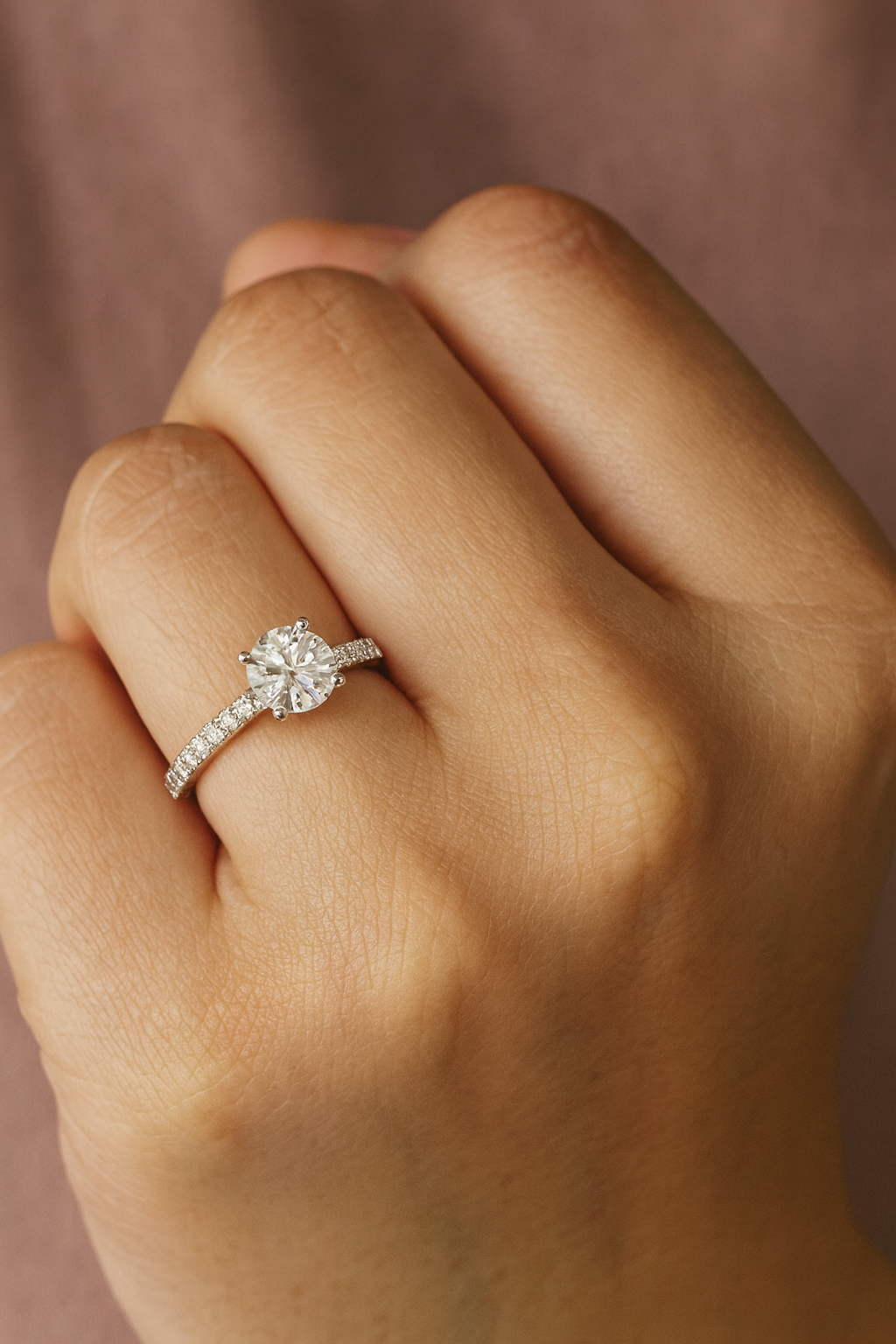 1.00 ct Vintage Round Cut Lab Grown Diamond Engagement Ring • Half Eternity Wedding Band