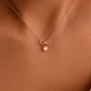 14K Rose Gold Bow & Heart Necklace • Dainty Charm Pendant