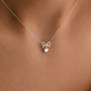 14K Rose Gold Bow & Heart Necklace • Dainty Charm Pendant