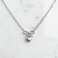14K Rose Gold Bow & Heart Necklace • Dainty Charm Pendant