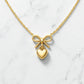 14K Rose Gold Bow & Heart Necklace • Dainty Charm Pendant
