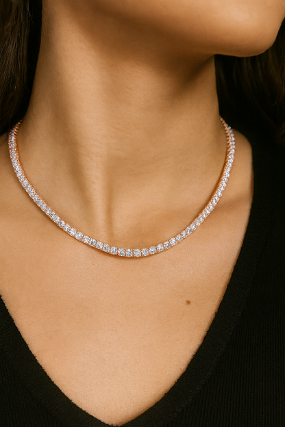 17.00 ct Classic Round Cut Tennis Necklace - 22 inch Tennis Style