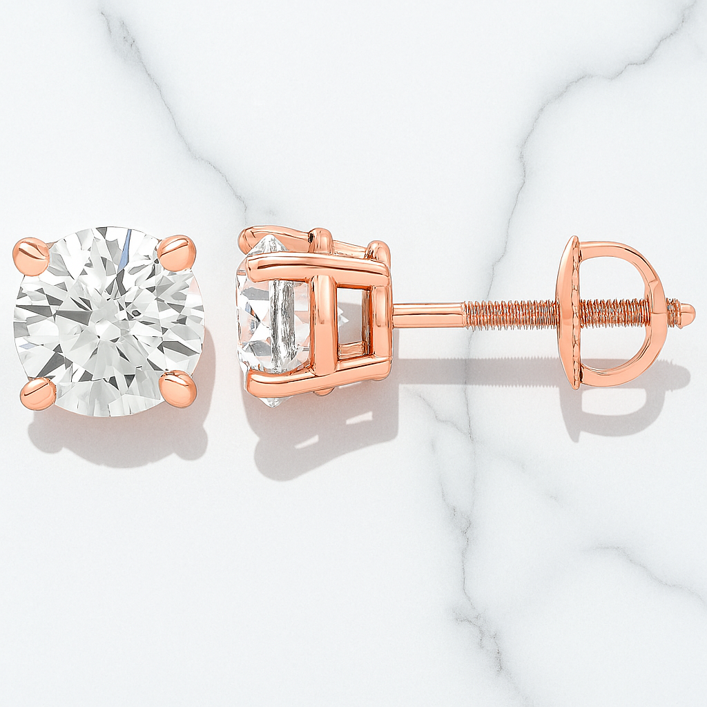 Real Moissanite Stud Earrings • 92.5 Sterling Silver Sparkling Studs