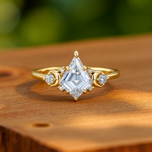 1.20ct Kite Cut Lab Grown Diamond Engagement Ring 14k Rose Gold Ring