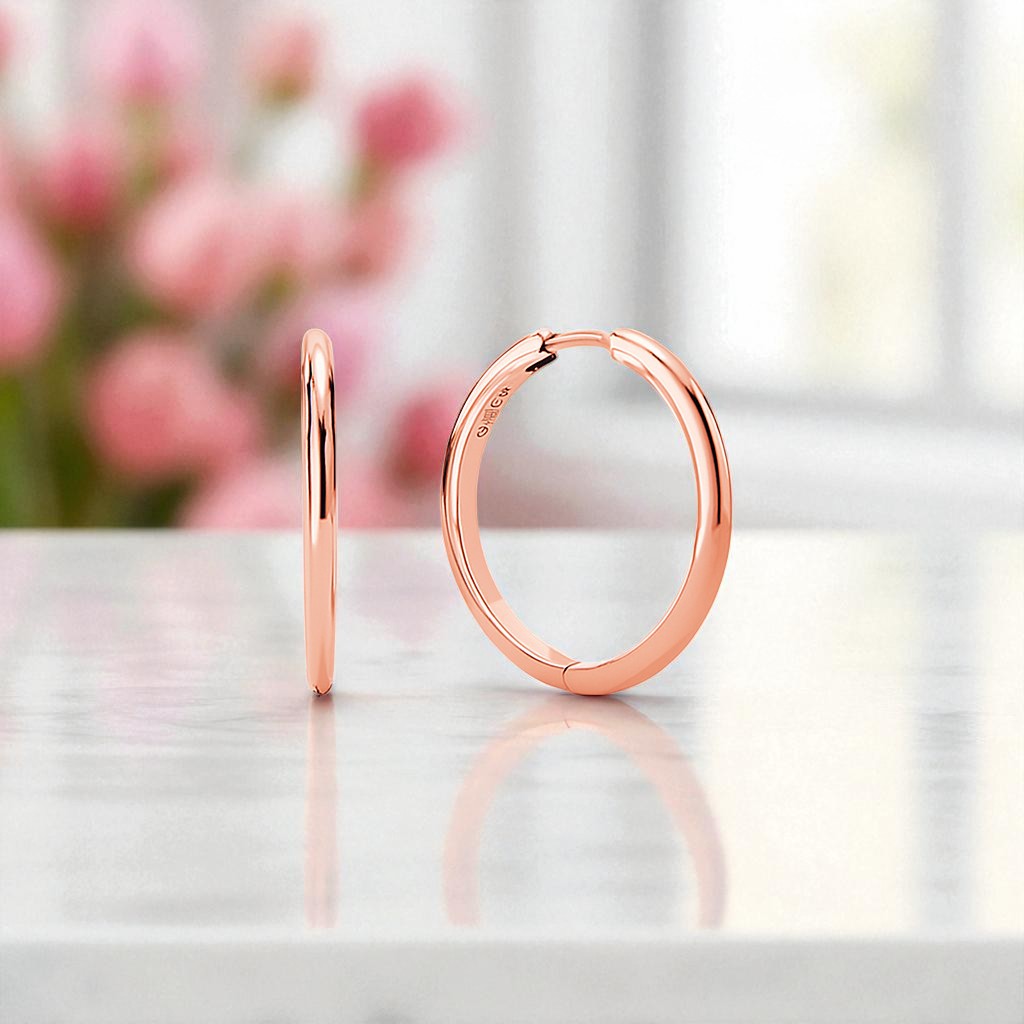 Bold Tube Large Hoop Earrings • 14K Gold Classic Round Hoops
