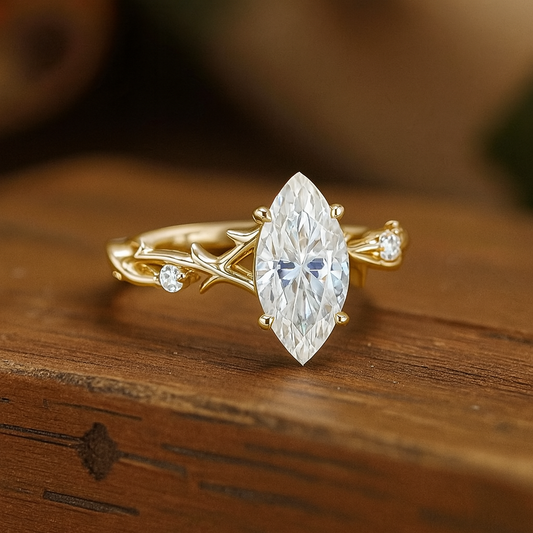 1.5CT Twig Marquise Cut Lab Grown Diamond Engagement Ring • 14K Rose Gold