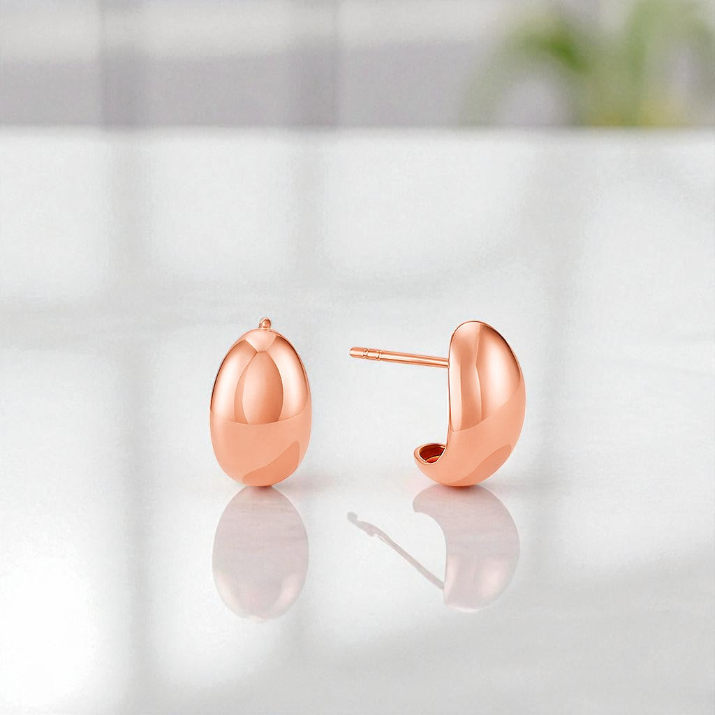 Bold Dome Huggie Hoop Earrings • 14K Gold Chunky Mini Hoops