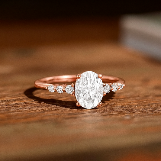 1.5CT Oval Cut Lab Grown Diamond Engagement Ring, Bridal Promise