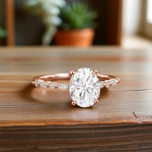 1.5CT Oval Lab Grown Diamond Engagement Ring • Vintage-Inspired White Gold Ring