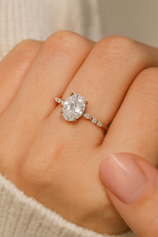 1.5CT Oval Lab Grown Diamond Engagement Ring