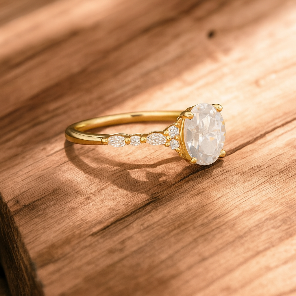 1.25 ct Oval Lab Grown Diamond Engagement Ring • Rose Gold Cluster Bridal Ring