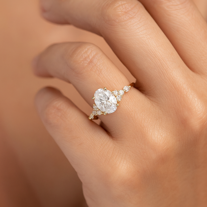 1.25 ct Oval Lab Grown Diamond Engagement Ring • Rose Gold Cluster Bridal Ring