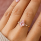 1.35ct Kite Cut Lab Pink Sapphire Engagement Ring • Three Stone Rose Gold Ring