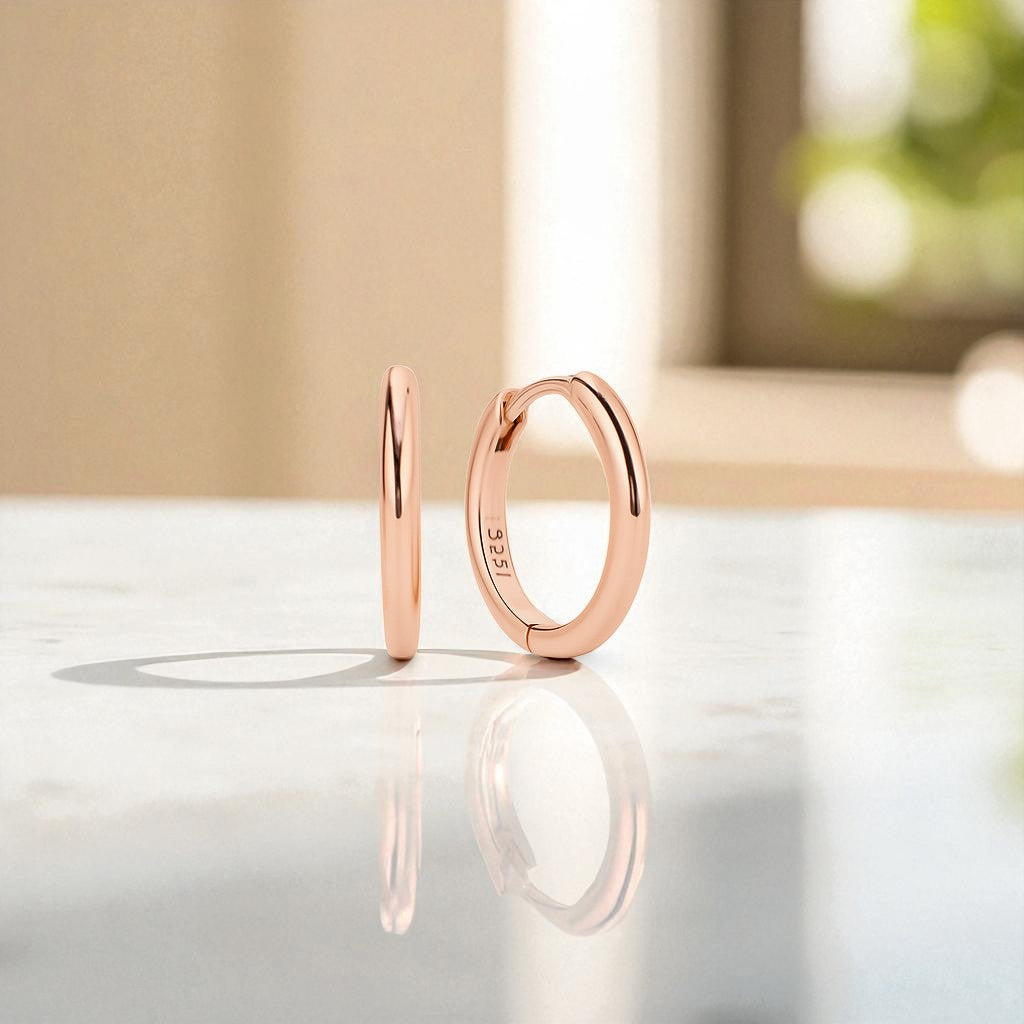 Tube Medium Gold Hoop Earrings • Classic Solid 14K Gold Hoops