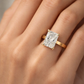 2 Ct Radiant Cut Lab Diamond Solitaire Ring with Hidden Halo