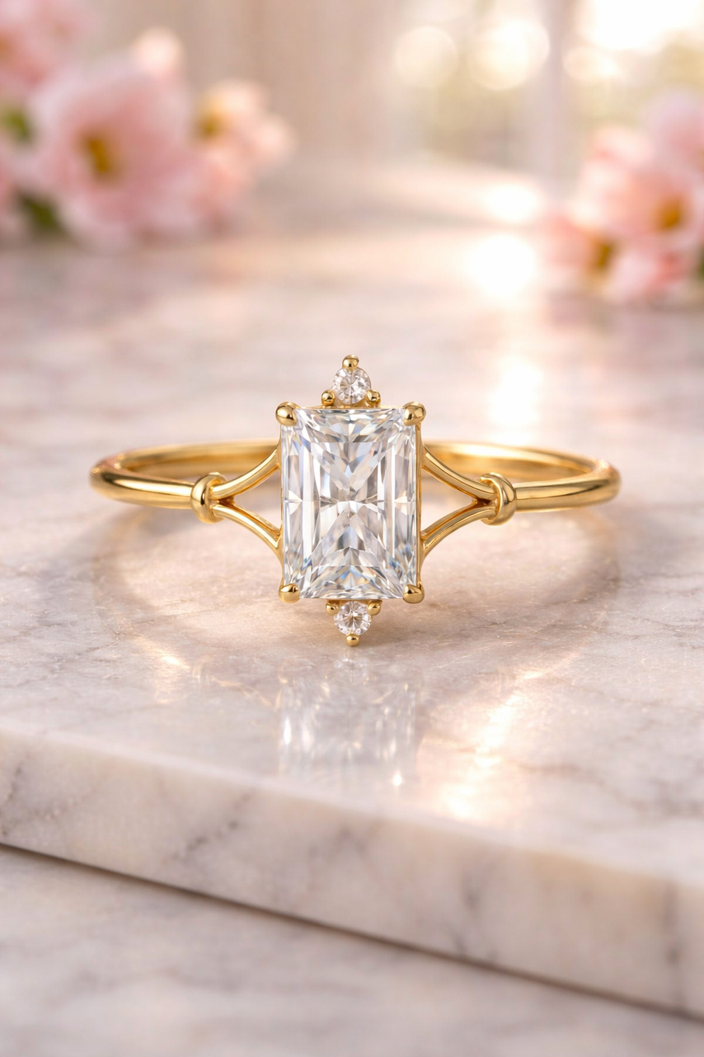 1.520ct Emerald Cut Lab Grown Diamond Engagement Ring