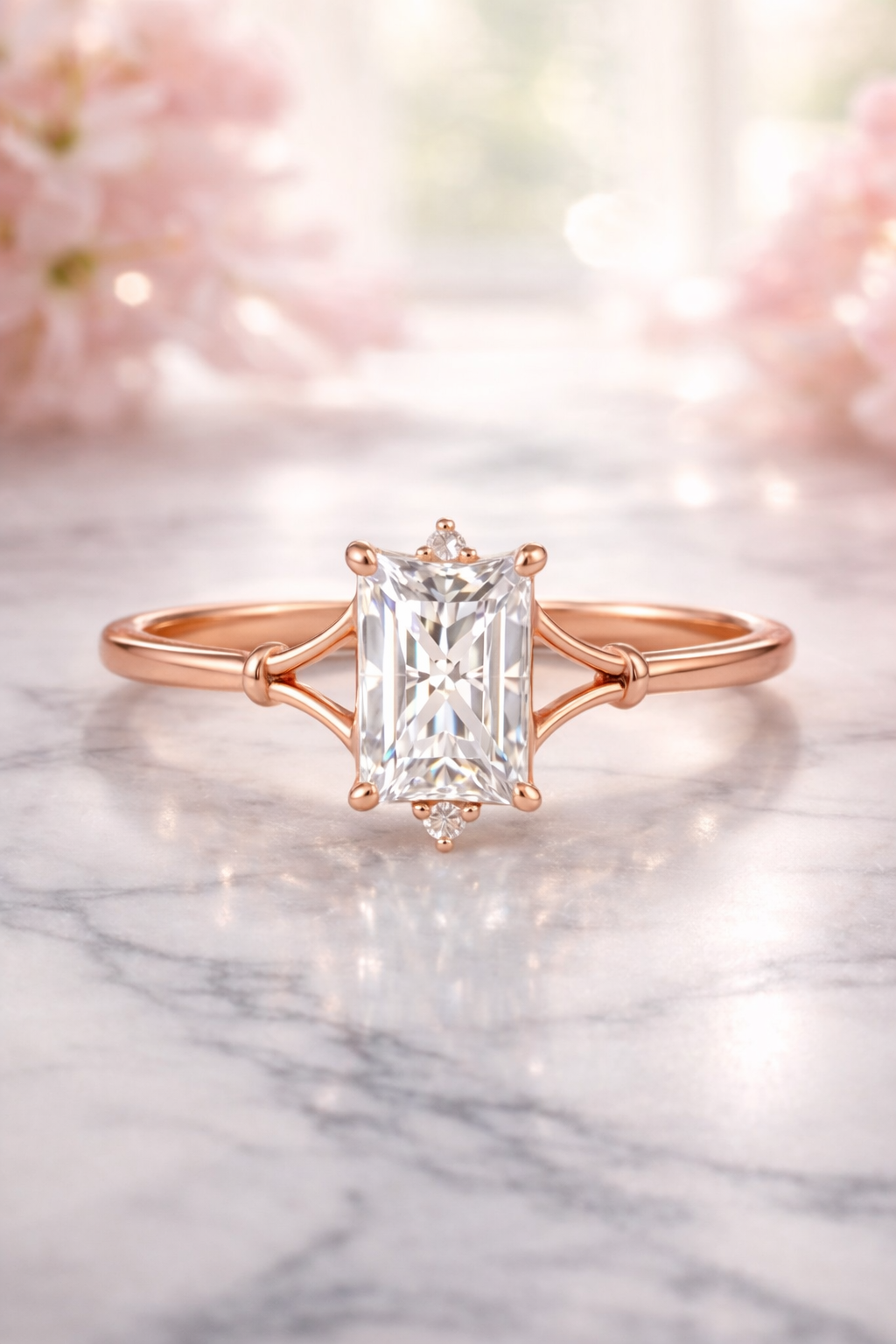 diamond engagement ring emerald​