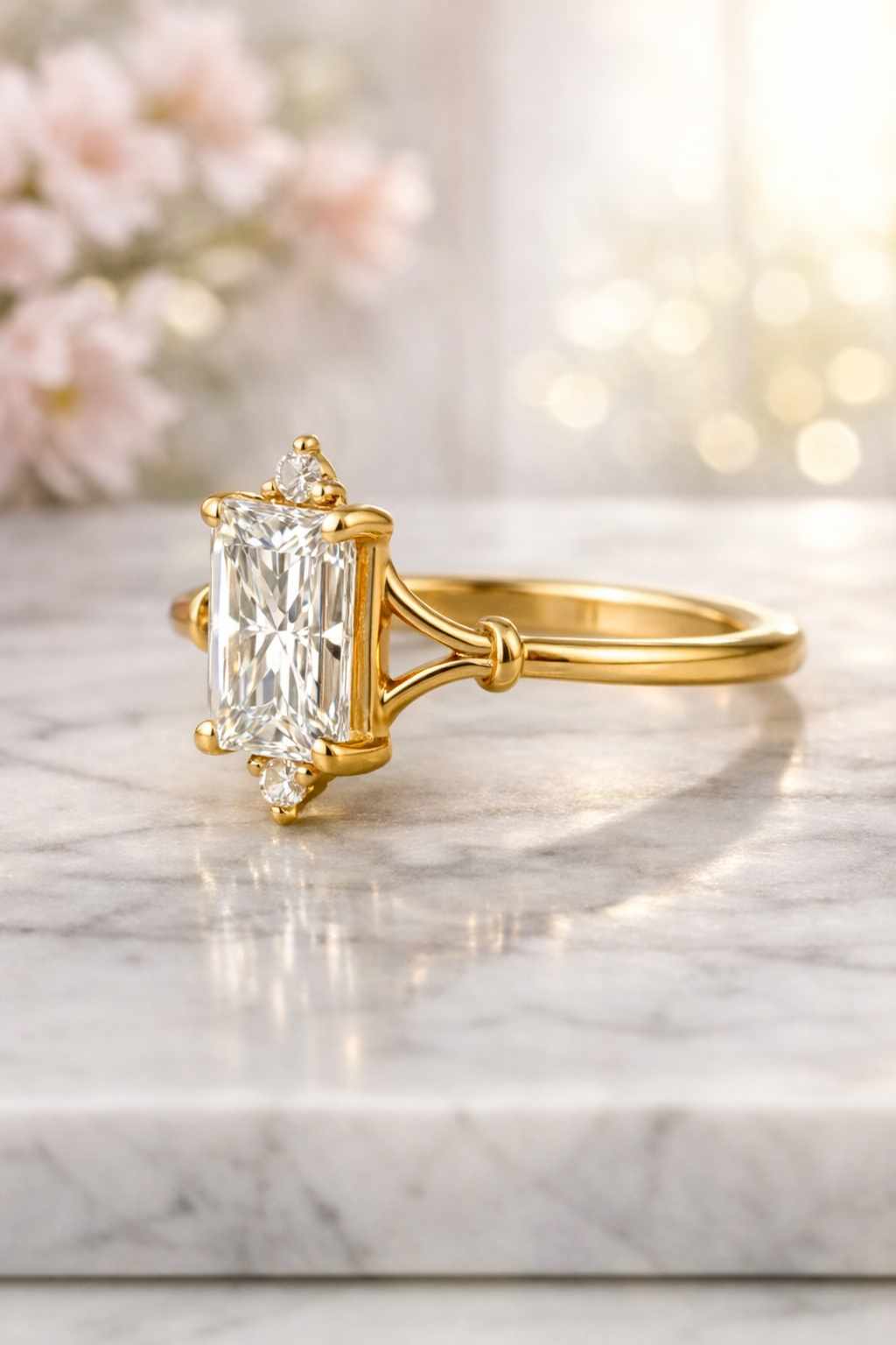 1.520ct Emerald Cut Lab Grown Diamond Engagement Ring