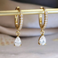 1.30Ct Pear Cut Lab Grown Diamond Hoop Earrings • 14K Rose Gold Dangle Earrings