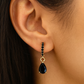 Black Lab Grown Diamond Hoop Earrings • 14K Yellow Gold Dangle Earrings