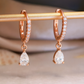 1.30Ct Pear Cut Lab Grown Diamond Hoop Earrings • 14K Rose Gold Dangle Earrings