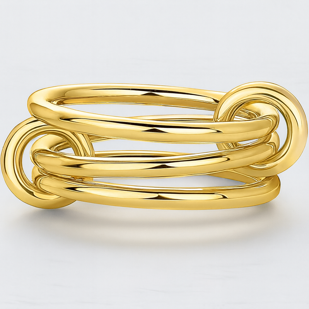 14K Solid Gold Two-Toned Multi Link Connector Ring Interlocking Connector Ring