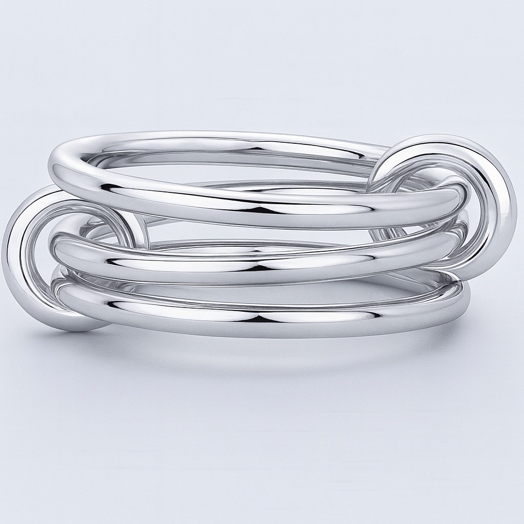 14K Solid Gold Two-Toned Multi Link Connector Ring Interlocking Connector Ring