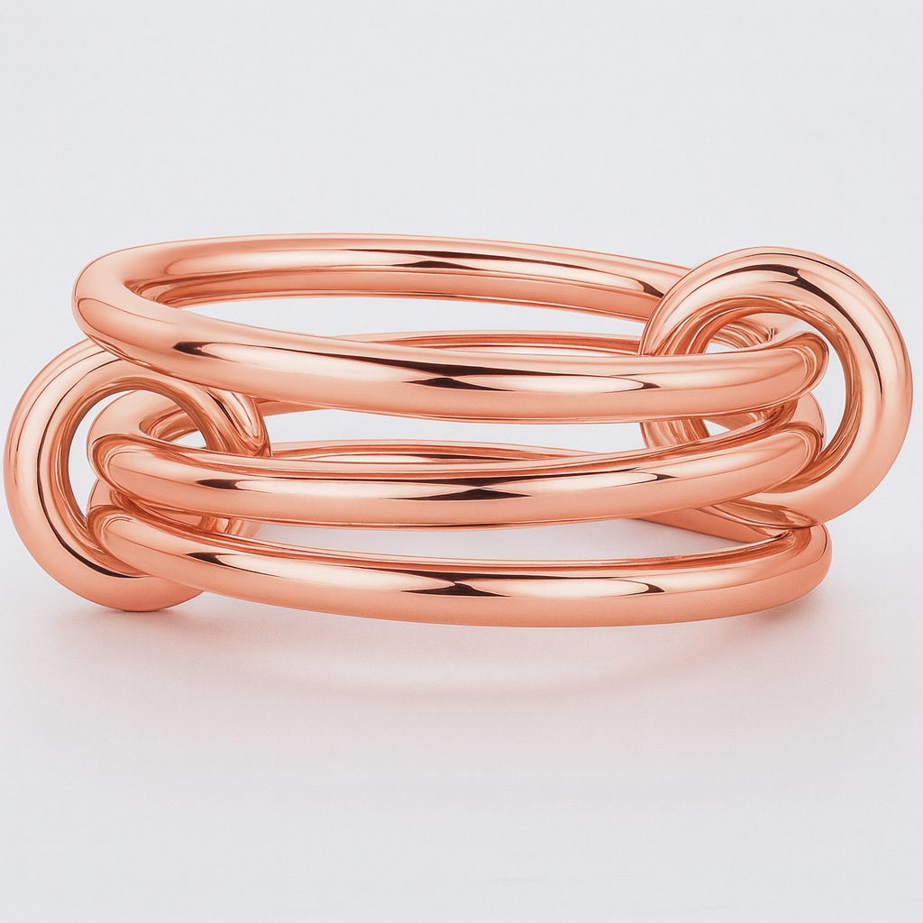 14K Solid Gold Two-Toned Multi Link Connector Ring Interlocking Connector Ring