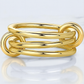 14K Solid Gold Two-Toned Multi Link Connector Ring, Multi Link Connector Ring