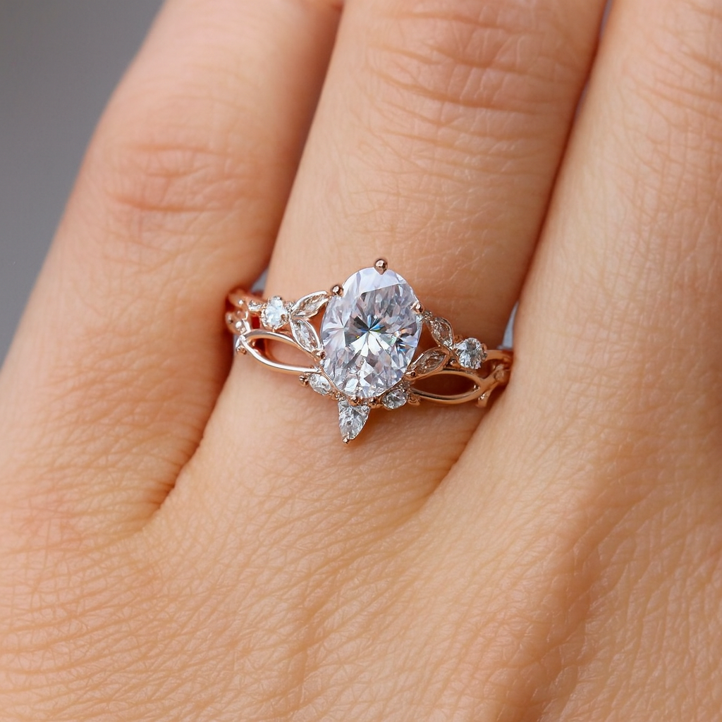 1.420ct Oval Cut Lab Grown Diamond Engagement Ring Set