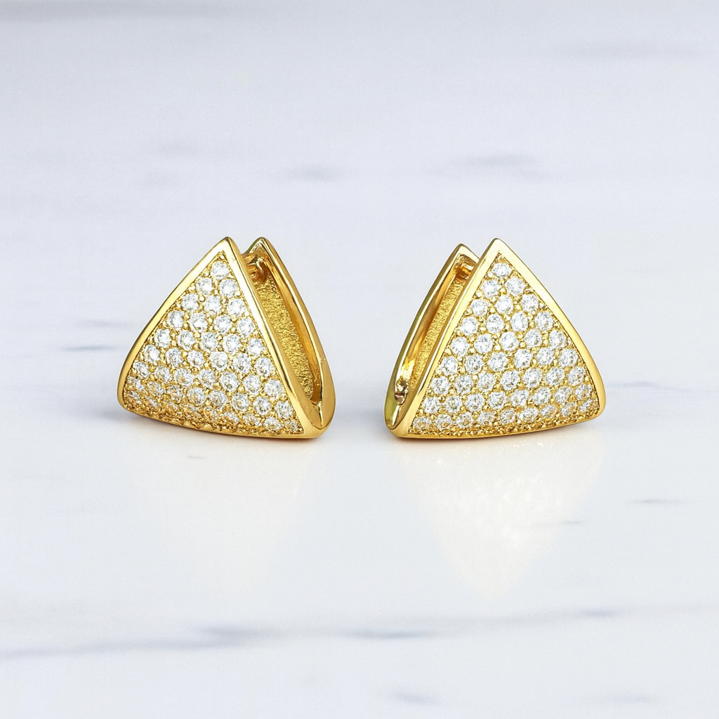 1 Ct Lab Grown Diamond Pavé Triangle Hoop Earrings